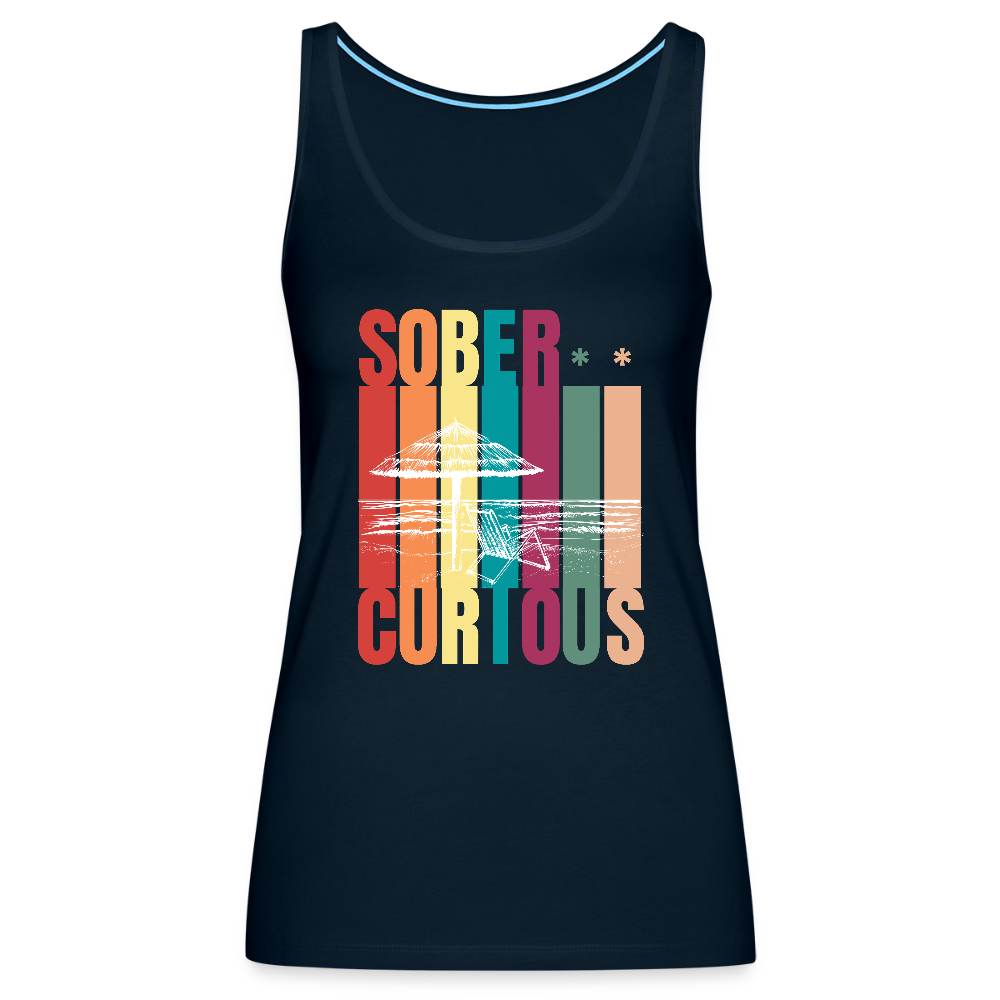 Sober Curious Beach Premium Tank Top - deep navy