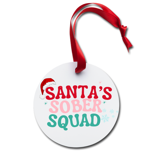 Santa's Sober Squad Holiday Ornament - white