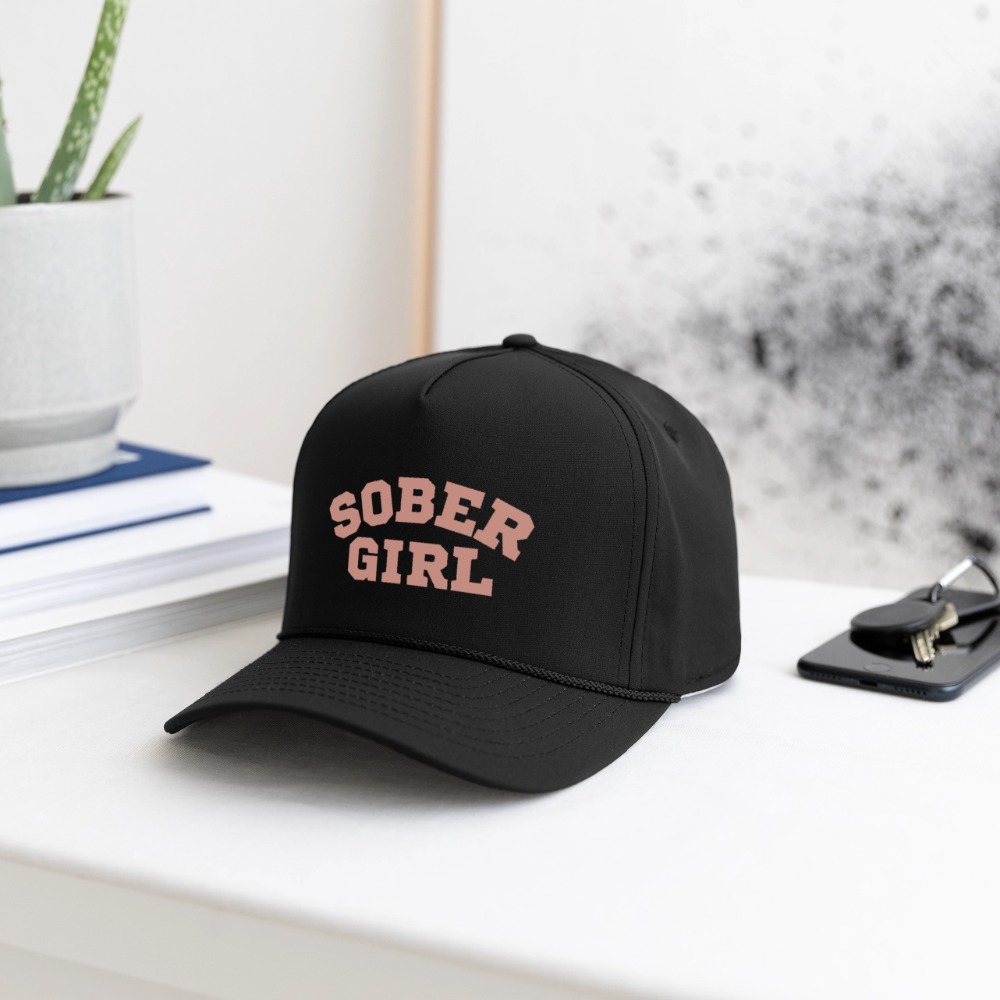Sober Girl University Baseball Cap - black/black