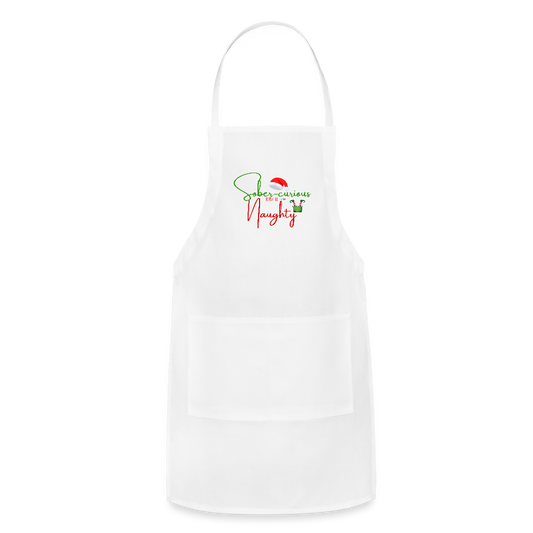 Sober curious but still naughty adjustable apron - white
