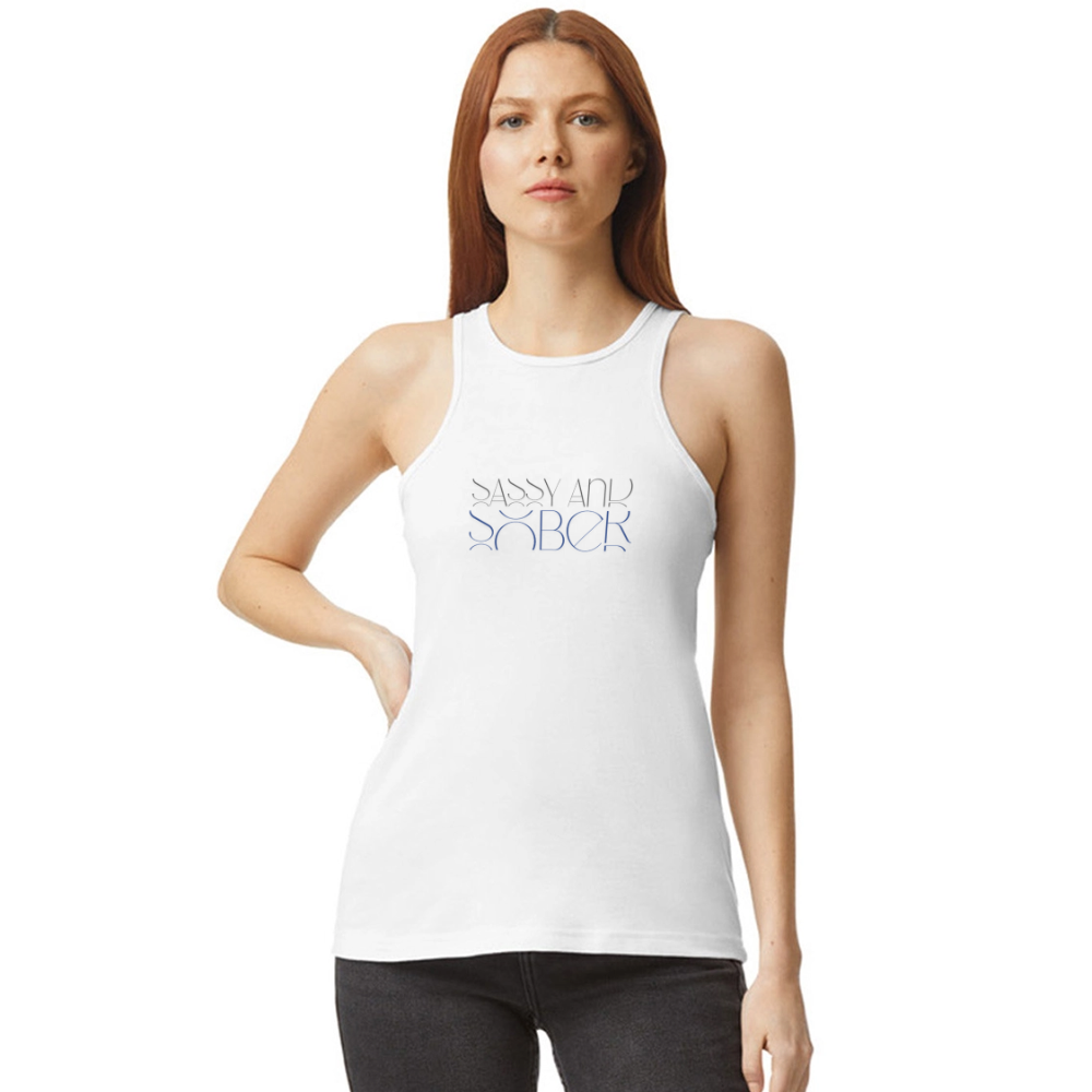 Sassy & Sober Racerback Tank - white