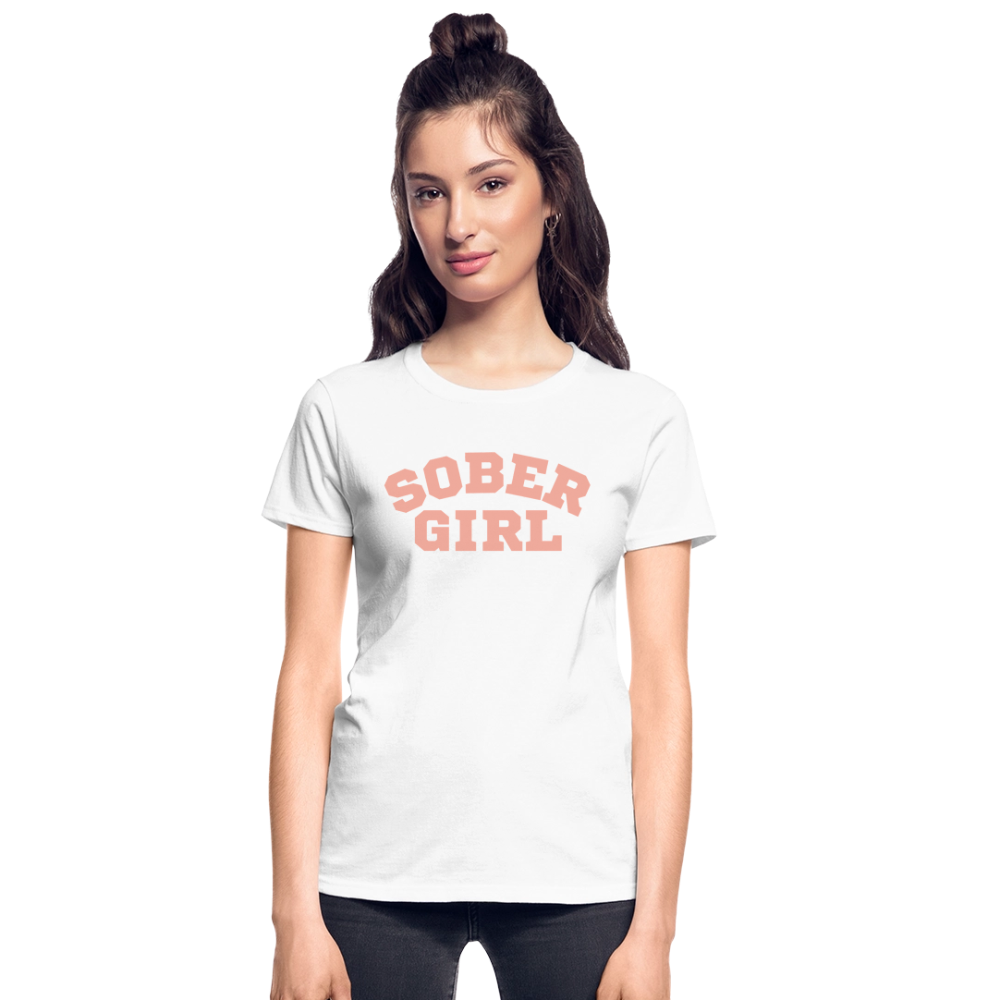 Sober Girl University Women’s Premium Organic T-Shirt - white
