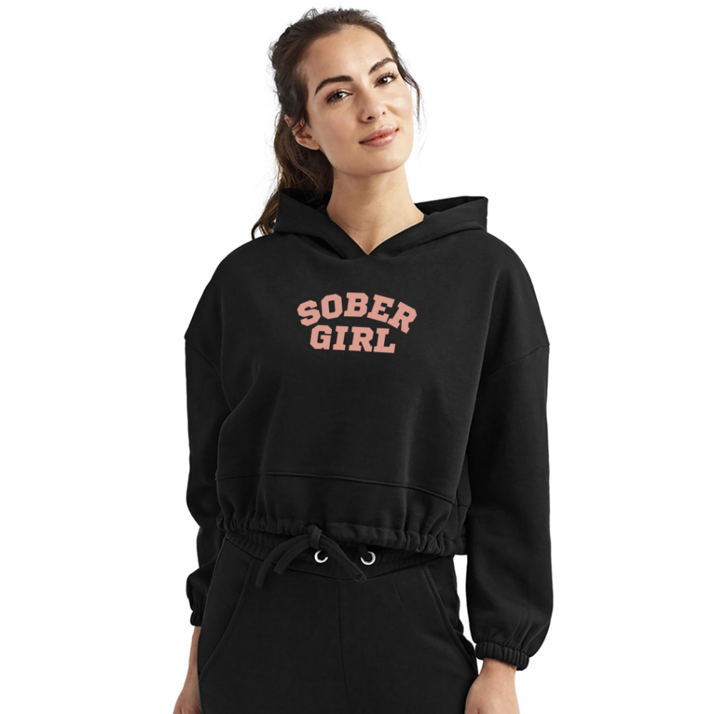 Sober Girl University Cropped Sweatshirt - black
