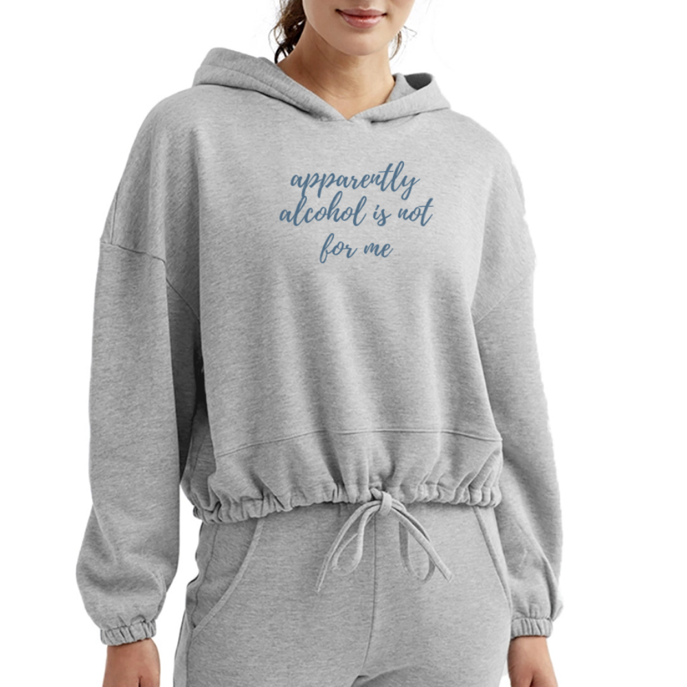Apparently Alcohol is not cropped hoodie - heather gray
