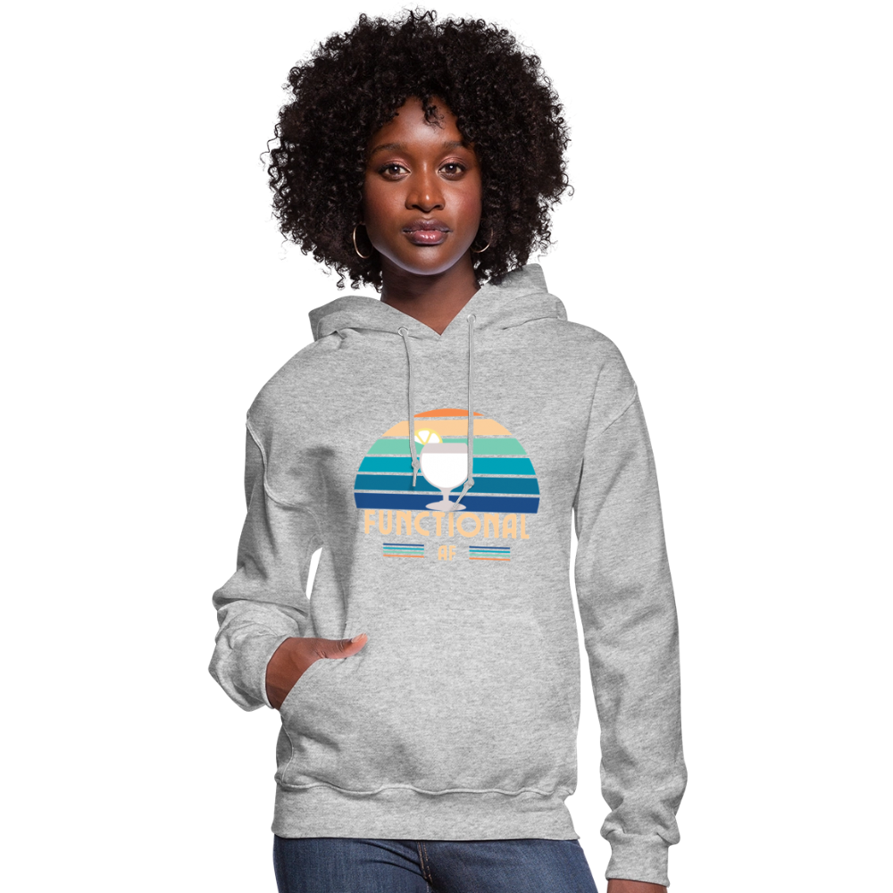 Functional AF Women's Hoodie - heather gray on model. Hand in front pocket